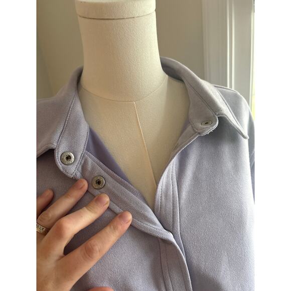 Bagatelle Purple Faux Suede Snap Button Shacket Womens Large Lavender Jacket - Picture 4 of 7